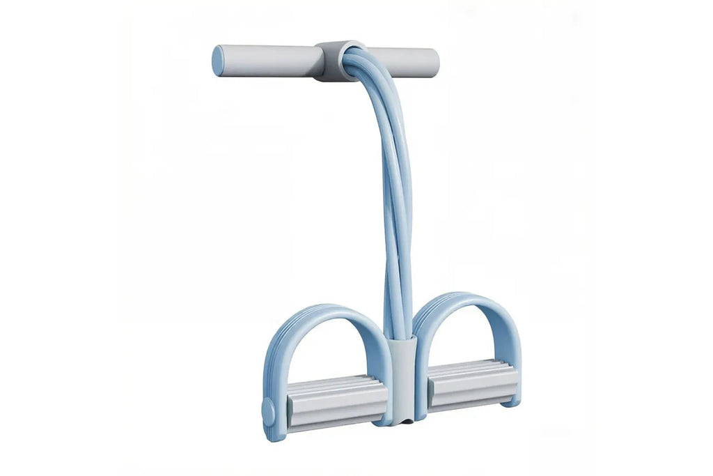 6-Tube Natural Rubber Resistance Band Trainer Full Body Abdominal Waist Leg Fitness Set - Gray Blue