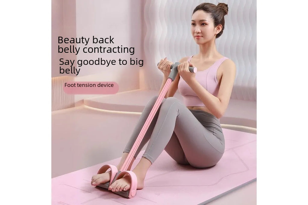 6-Tube Natural Rubber Resistance Band Trainer Full Body Abdominal Waist Leg Fitness Set - Gray Blue