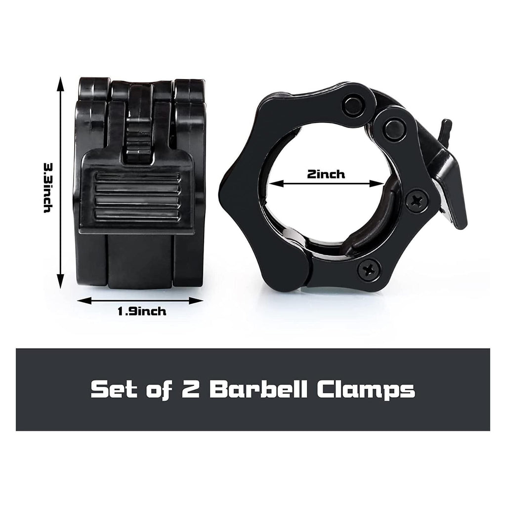 Barbell Clamps Black 2 Inch Quick Release Weight Bar Collars 1 Pair