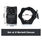 Barbell Clamps Black 2 Inch Quick Release Weight Bar Collars 1 Pair