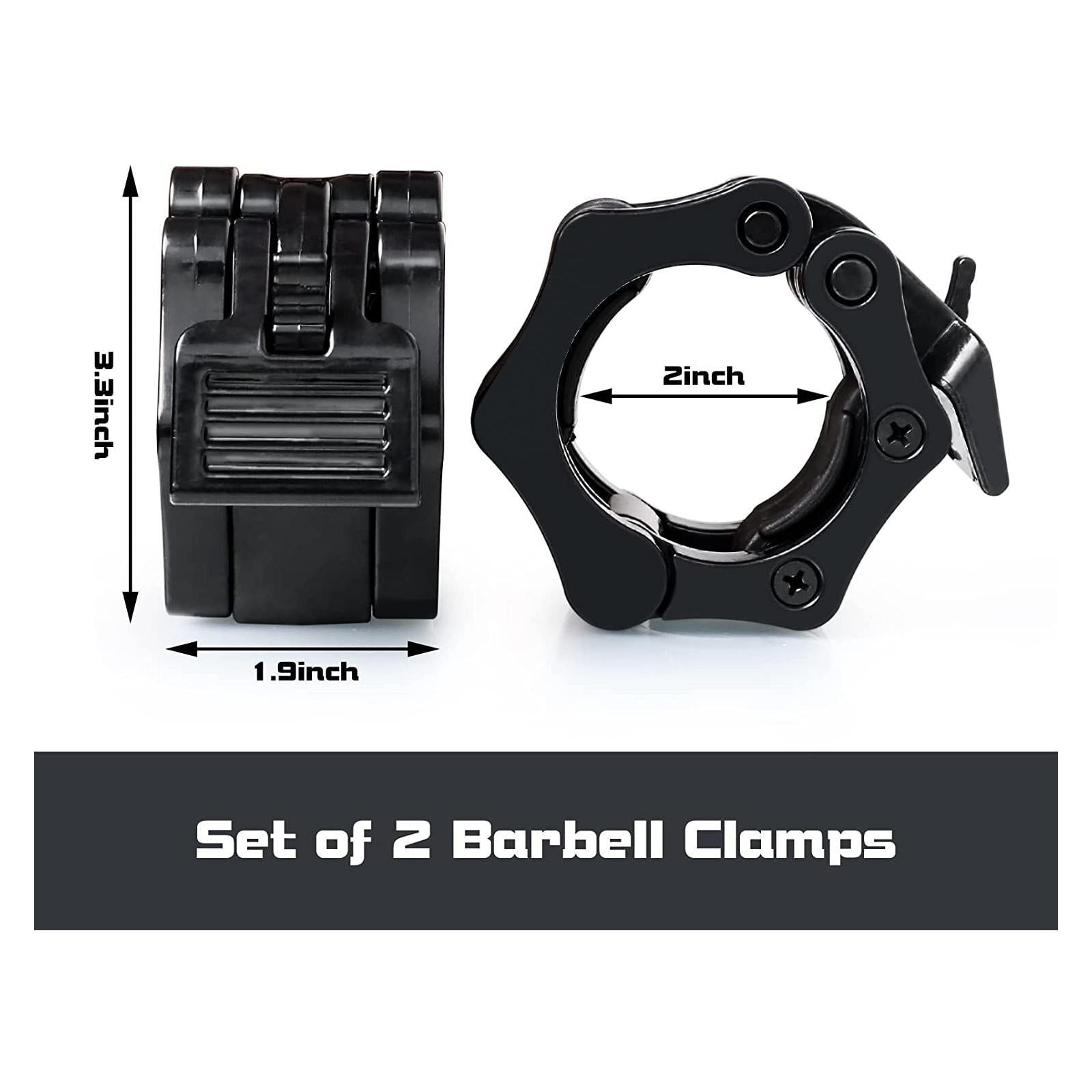 Barbell Clamps Black 2 Inch Quick Release Weight Bar Collars 1 Pair