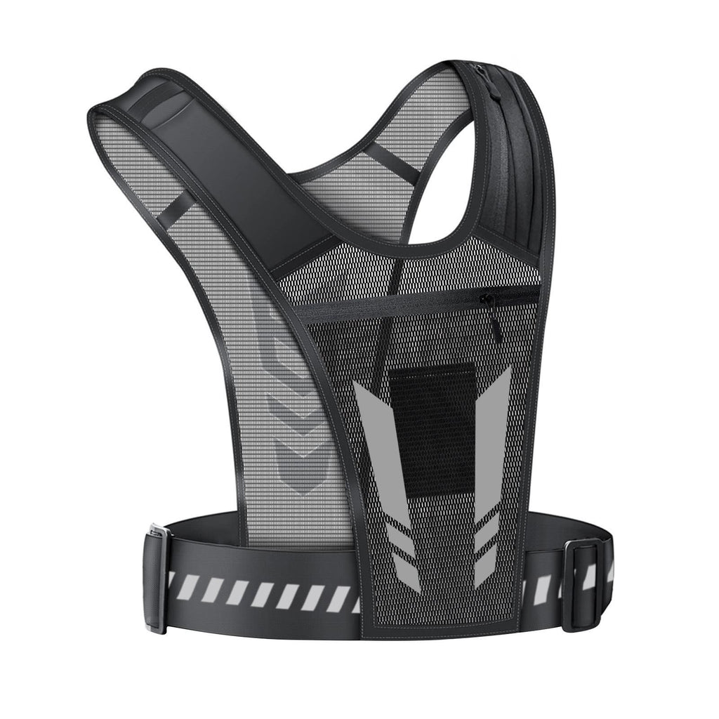 Reflective Running Vest One Size Mesh Lightweight Adjustable Breathable with Phone Pocket 1pc