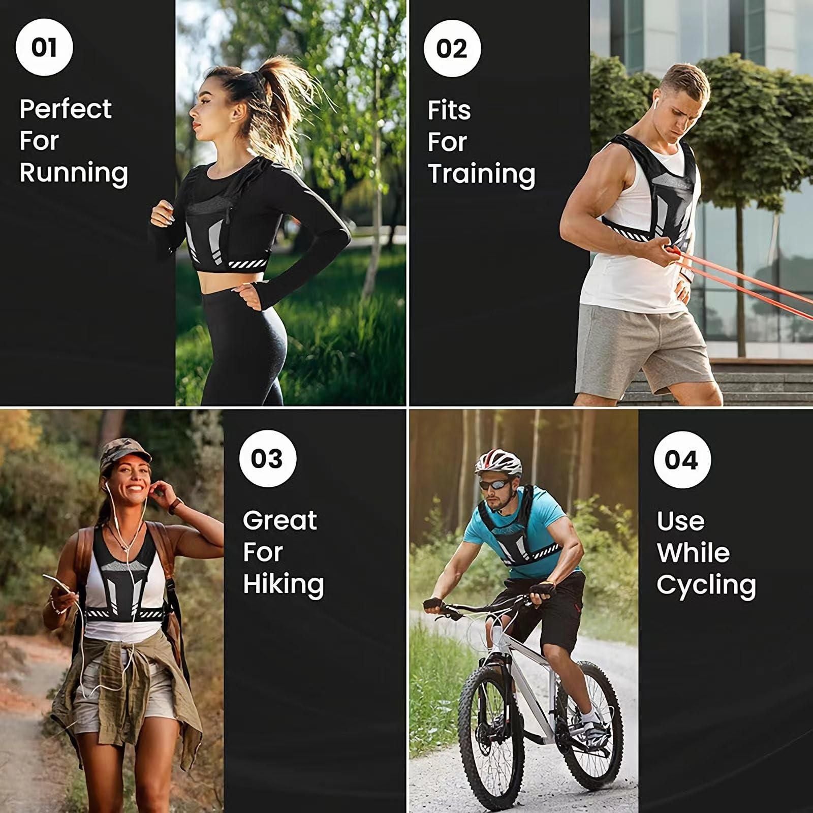 Reflective Running Vest One Size Mesh Lightweight Adjustable Breathable with Phone Pocket 1pc