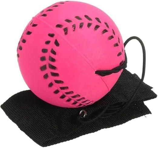 Rubber Wrist Elastic Ball Rope Swing Return Ball Exercise Reaction Rebound Ball Rose Red 1pc