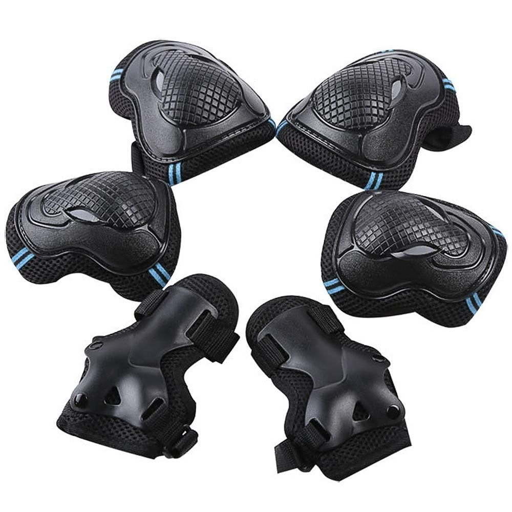 6Pcs Protective Gear Set Knee Elbow Wrist Guards for Skateboard Cycling Riding - S