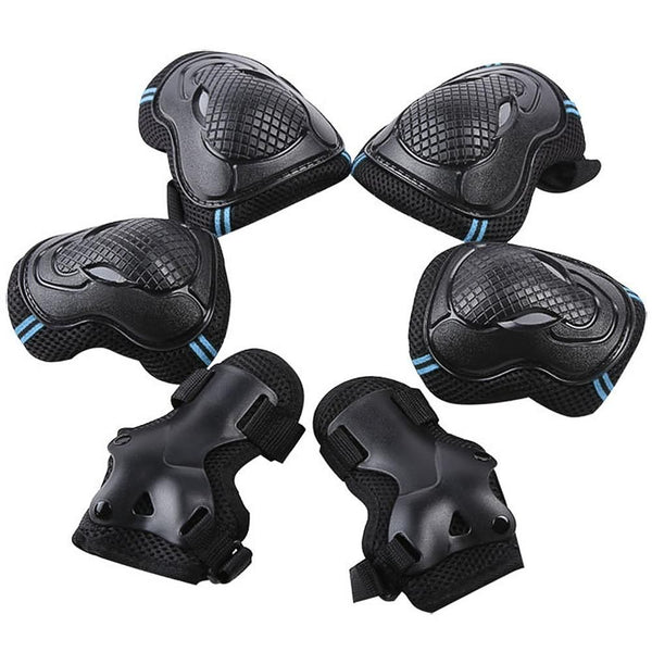 6Pcs Protective Gear Set Knee Elbow Wrist Guards for Skateboard Cycling Riding - S