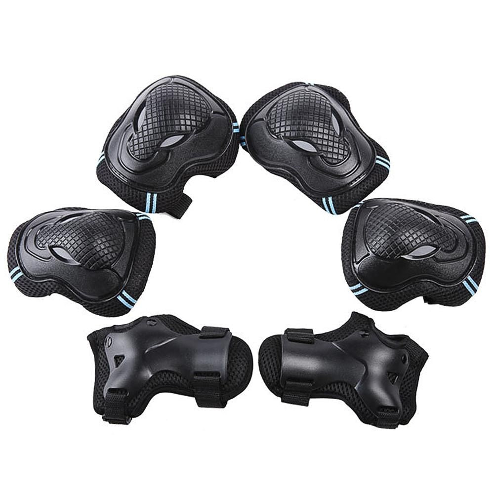 6Pcs Protective Gear Set Knee Elbow Wrist Guards for Skateboard Cycling Riding - S