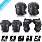 6Pcs Protective Gear Set Knee Elbow Wrist Guards for Skateboard Cycling Riding - S
