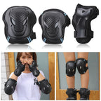 6Pcs Protective Gear Set Knee Elbow Wrist Guards for Skateboard Cycling Riding - M