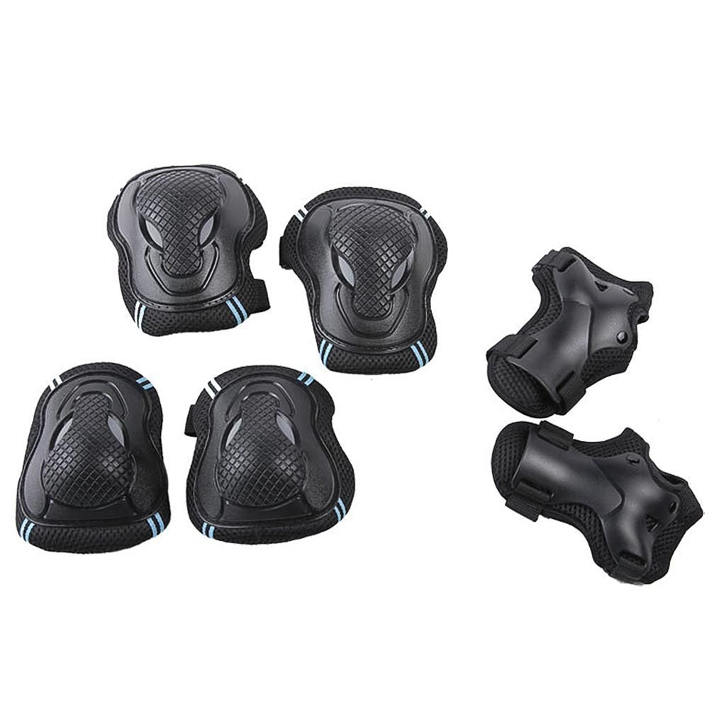 6Pcs Protective Gear Set Knee Elbow Wrist Guards for Skateboard Cycling Riding - L