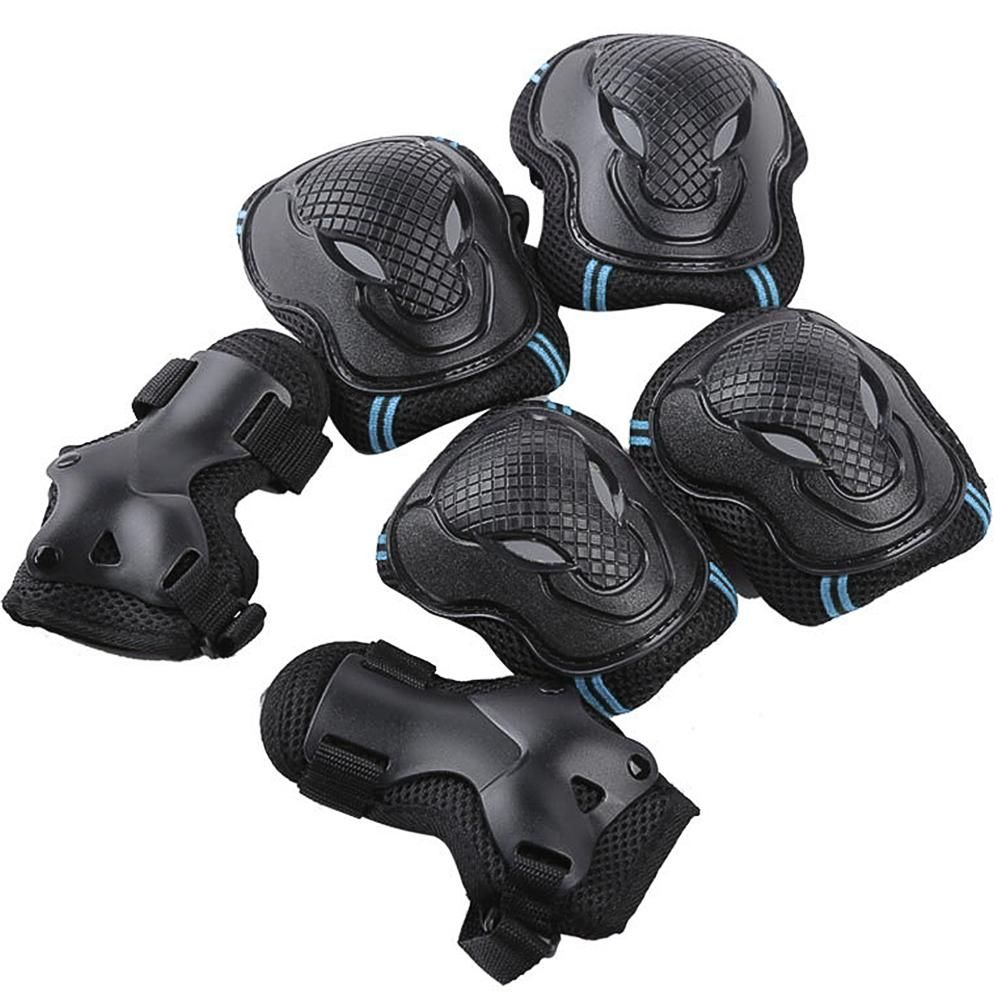 6Pcs Protective Gear Set Knee Elbow Wrist Guards for Skateboard Cycling Riding - L