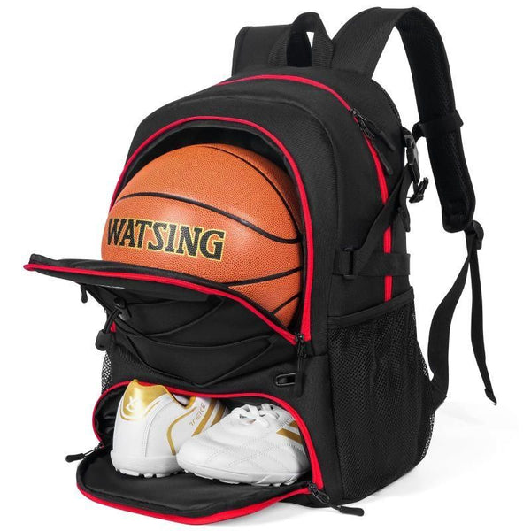 Basketball Backpack with Sneaker Compartment with Red Zipper