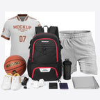 Basketball Backpack with Sneaker Compartment, Football Sports Training Bag with Red Zipper