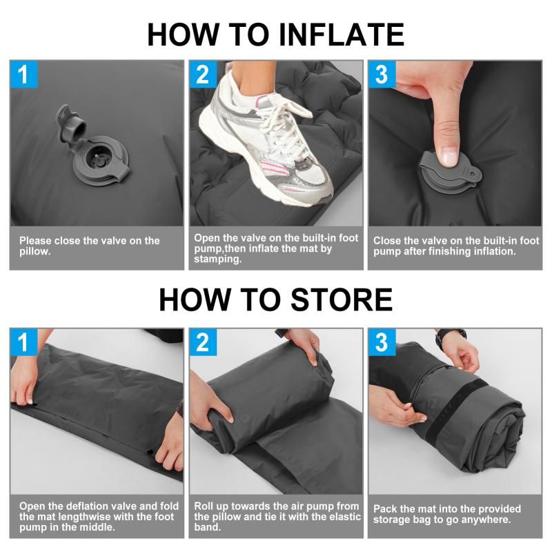 Camping Sleeping Pad with Pillow Built-in Pump Ultralight Inflatable Sleeping Mat Waterproof