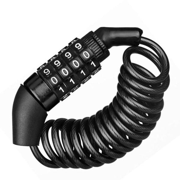 5ft Portable 4-Digit Combination Cable Lock - Black