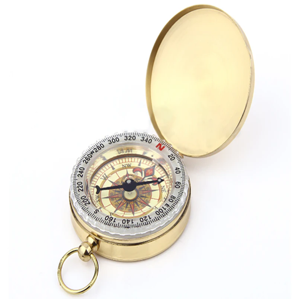 Portable Classic Brass Survival Camping Compass, Outdoor Hiking Pocket Watch Map