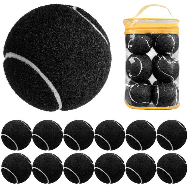 12 Pack Soft Training Tennis Balls, Low Pressure Pract Balls for Daily Training - Black