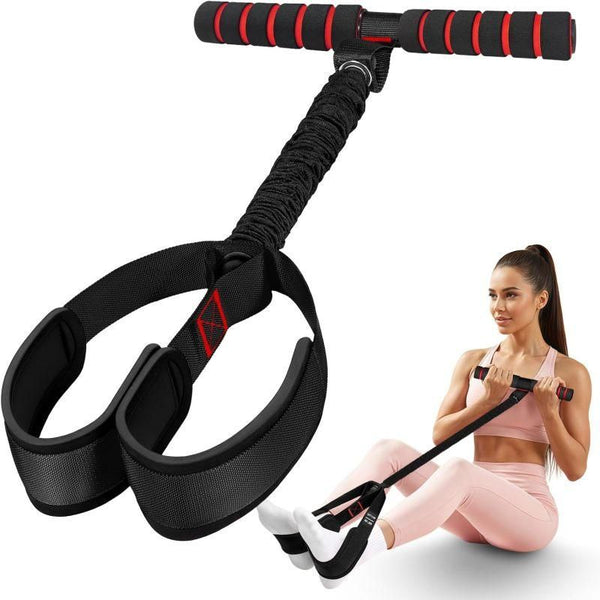 55LBS Foot Pedal Tension Rope, Home Leg Exercise Resistance Belt with Handle - Black