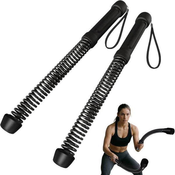 Battle Rope 2pc Cordless Portable Training Rope Fitness HIIT Muscle Exercise Black
