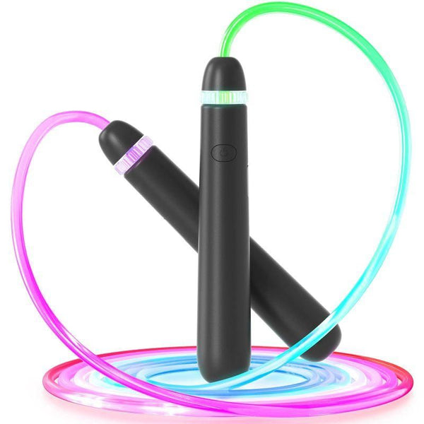 LED Light-Up Jump Rope for Boys Girls - Adjustable Glow-in-the-Dark Skipping Rope Black