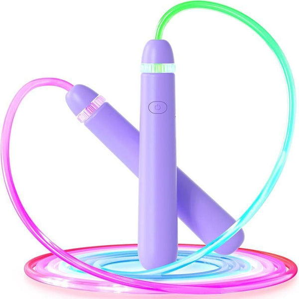 LED Light-Up Jump Rope for Boys Girls - Adjustable Glow-in-the-Dark Skipping Rope Purple