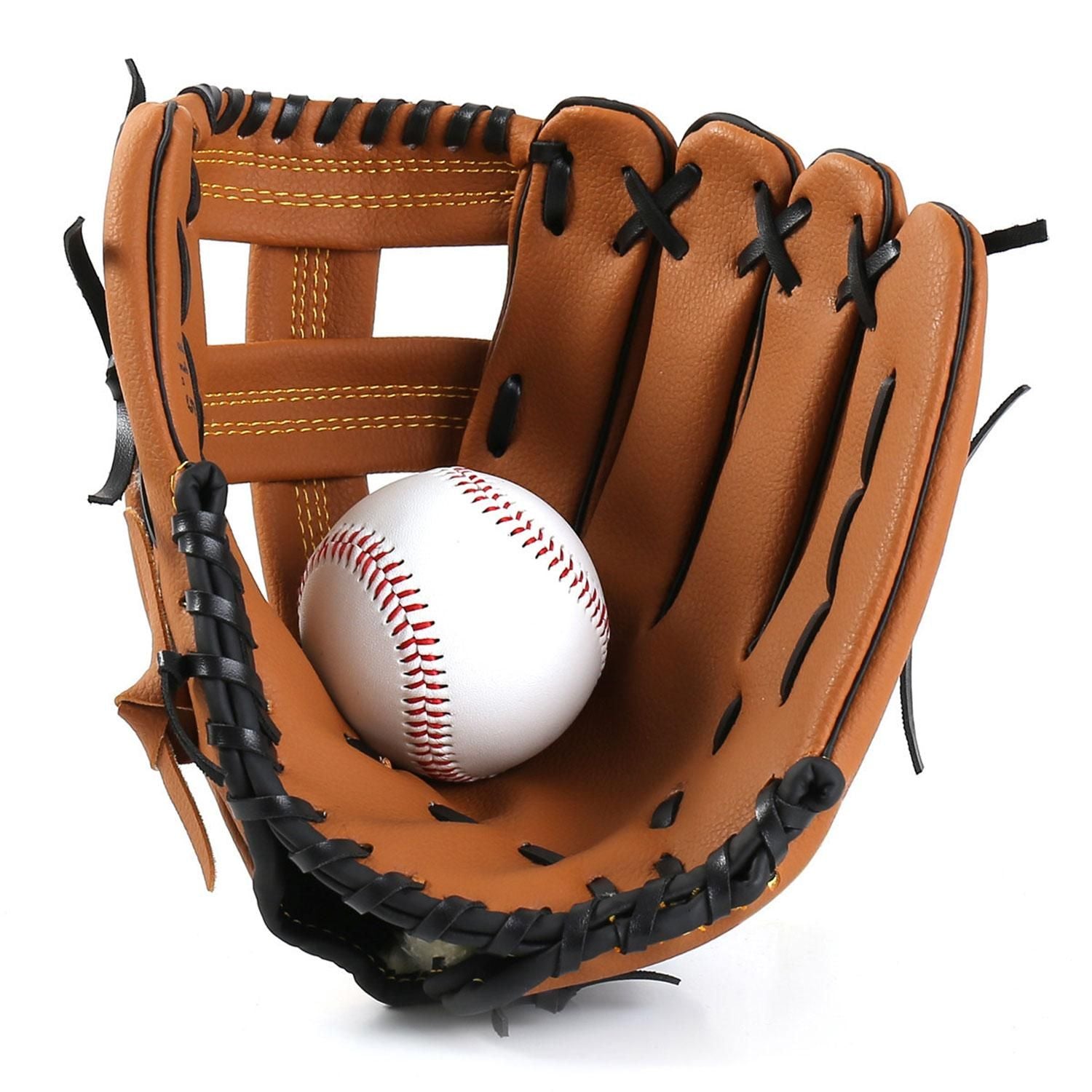 Left Hand Baseball Softball Glove, Training Beginner Mitt for Youth and Adult Players - L