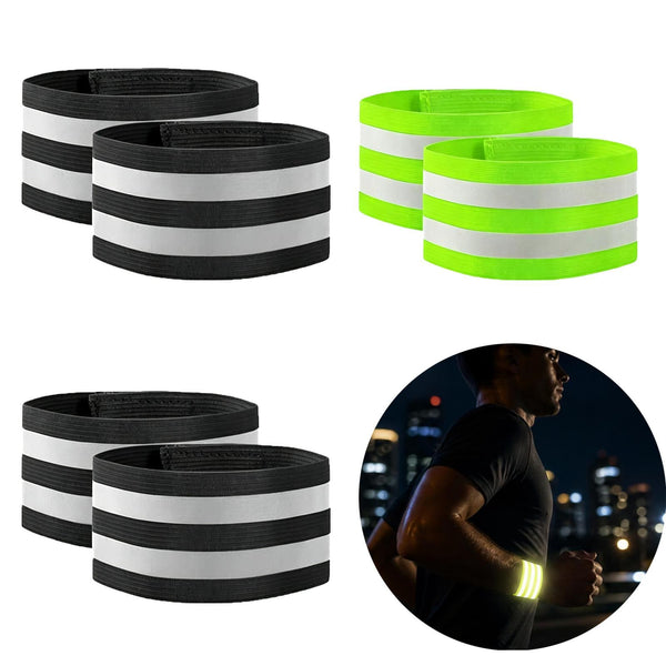 Reflective Wristbands 6 Pack Elastic Straps - High Visibility Bands for Cycling Running
