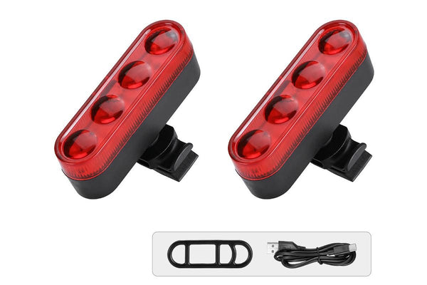 2Pcs 4-Modes Waterproof Bicycle Taillight - Red