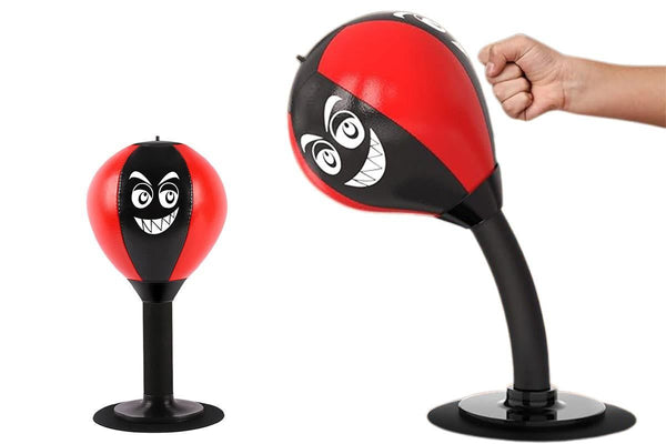 Desk Punching Bag Desktop Toy with Strong Suction Cup Fun Punch Desktop Game-Red