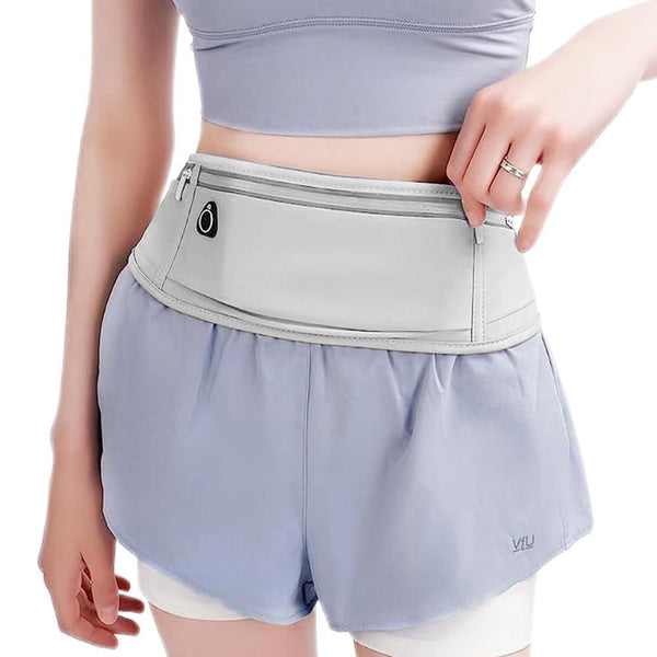 Running Belt Ultra Light Bounce Free Waist Pouch Bag Fitness Workout Belt Sport Waist Pack Exercise Waist Bag - Light Gray