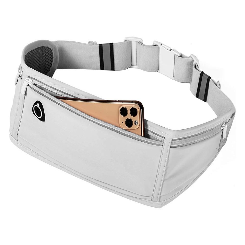 Running Belt Ultra Light Bounce Free Waist Pouch Bag Fitness Workout Belt Sport Waist Pack Exercise Waist Bag - Light Gray