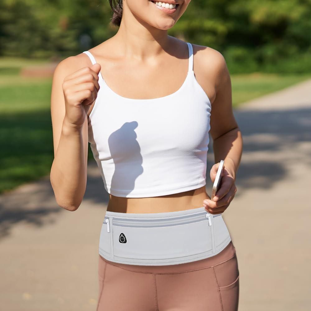 Running Belt Ultra Light Bounce Free Waist Pouch Bag Fitness Workout Belt Sport Waist Pack Exercise Waist Bag - Light Gray