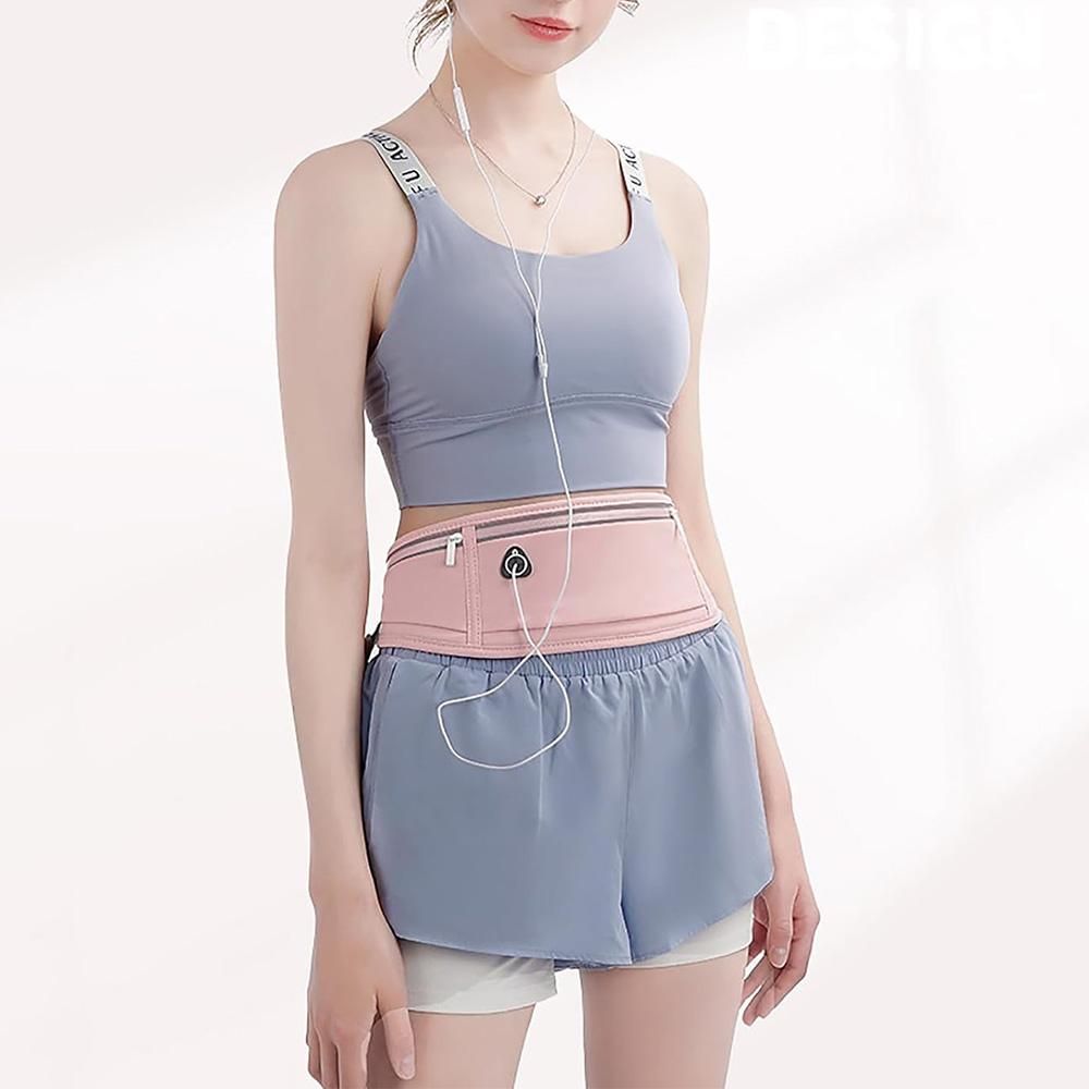 Running Belt Ultra Light Bounce Free Waist Pouch Bag Fitness Workout Belt Sport Waist Pack Exercise Waist Bag - Light Gray