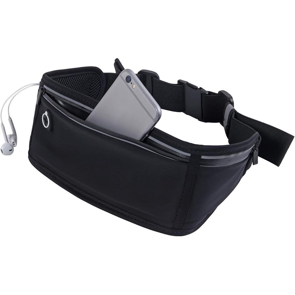 Running Belt Ultra Light Bounce Free Waist Pouch Bag Fitness Workout Belt Sport Waist Pack Exercise Waist Bag - Black