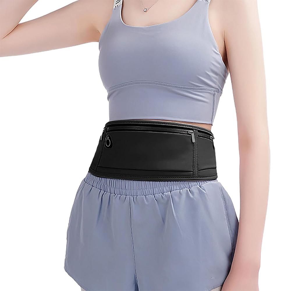 Running Belt Ultra Light Bounce Free Waist Pouch Bag Fitness Workout Belt Sport Waist Pack Exercise Waist Bag - Black