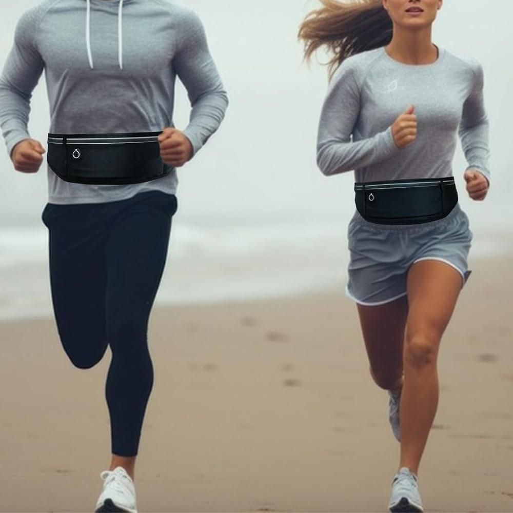 Running Belt Ultra Light Bounce Free Waist Pouch Bag Fitness Workout Belt Sport Waist Pack Exercise Waist Bag - Black