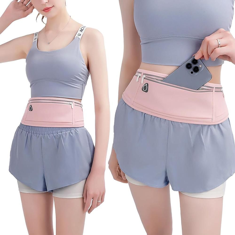 Running Belt Ultra Light Bounce Free Waist Pouch Bag Fitness Workout Belt Sport Waist Pack Exercise Waist Bag - Pink