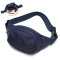 Waist Bag With 3 Zipper Pockets Crossbody Bag Unisex Large Fanny Pack For Travel Holiday - Dark Blue
