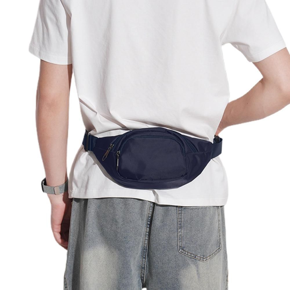 Waist Bag With 3 Zipper Pockets Crossbody Bag Unisex Large Fanny Pack For Travel Holiday - Dark Blue