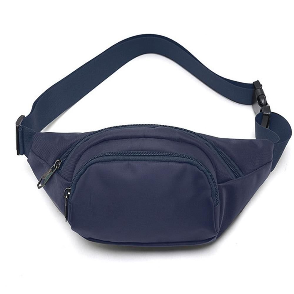 Waist Bag With 3 Zipper Pockets Crossbody Bag Unisex Large Fanny Pack For Travel Holiday - Dark Blue