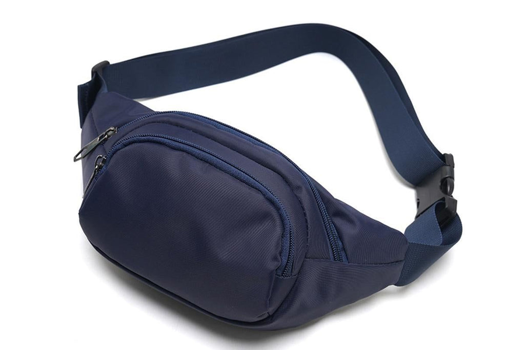 Waist Bag With 3 Zipper Pockets Crossbody Bag Unisex Large Fanny Pack For Travel Holiday - Dark Blue