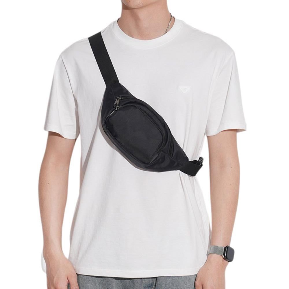 Waist Bag With 3 Zipper Pockets Crossbody Bag Unisex Large Fanny Pack For Travel Holiday - Black