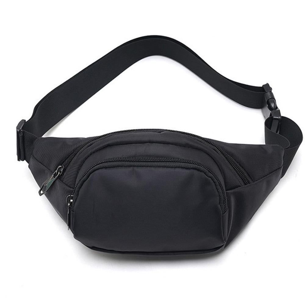Waist Bag With 3 Zipper Pockets Crossbody Bag Unisex Large Fanny Pack For Travel Holiday - Black