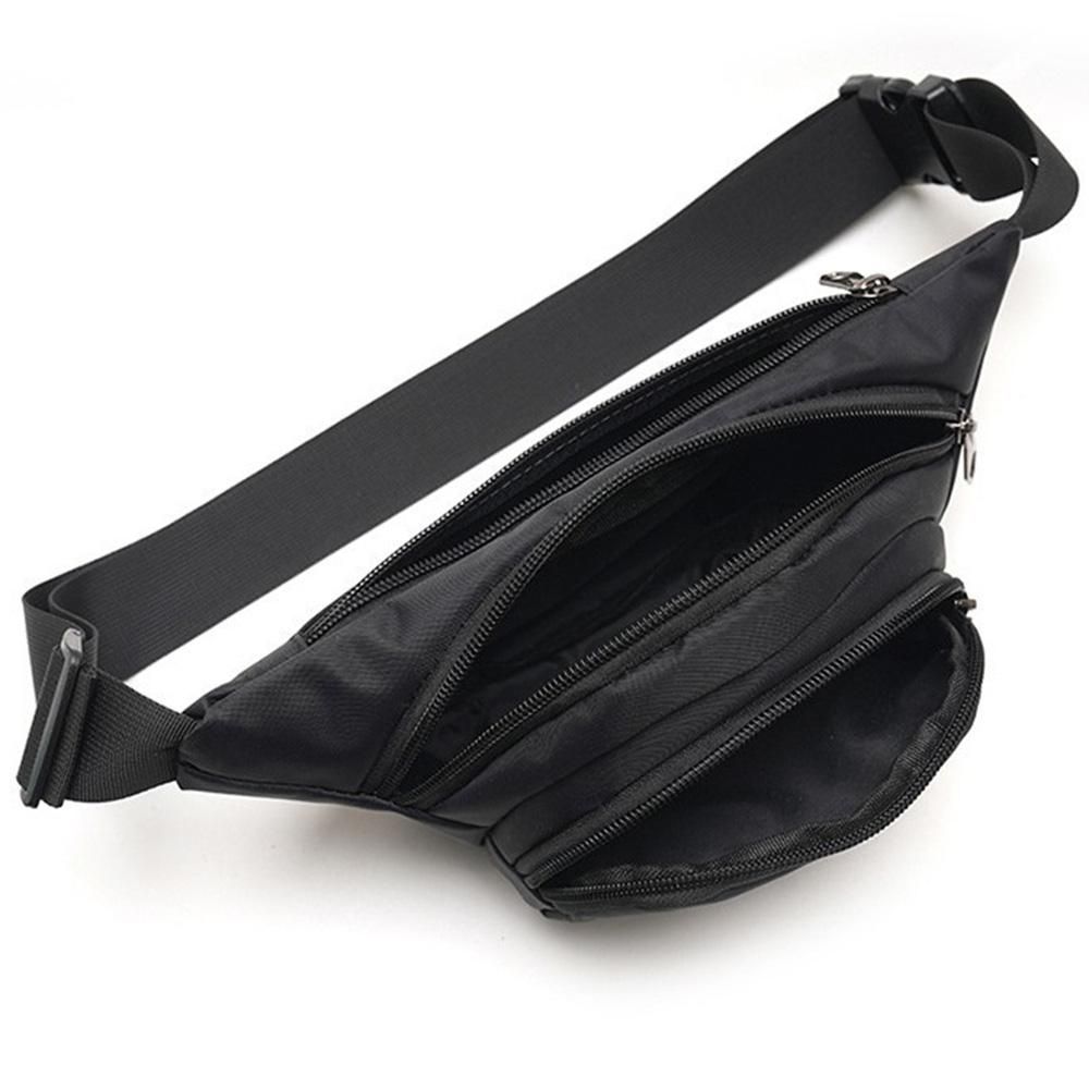 Waist Bag With 3 Zipper Pockets Crossbody Bag Unisex Large Fanny Pack For Travel Holiday - Black
