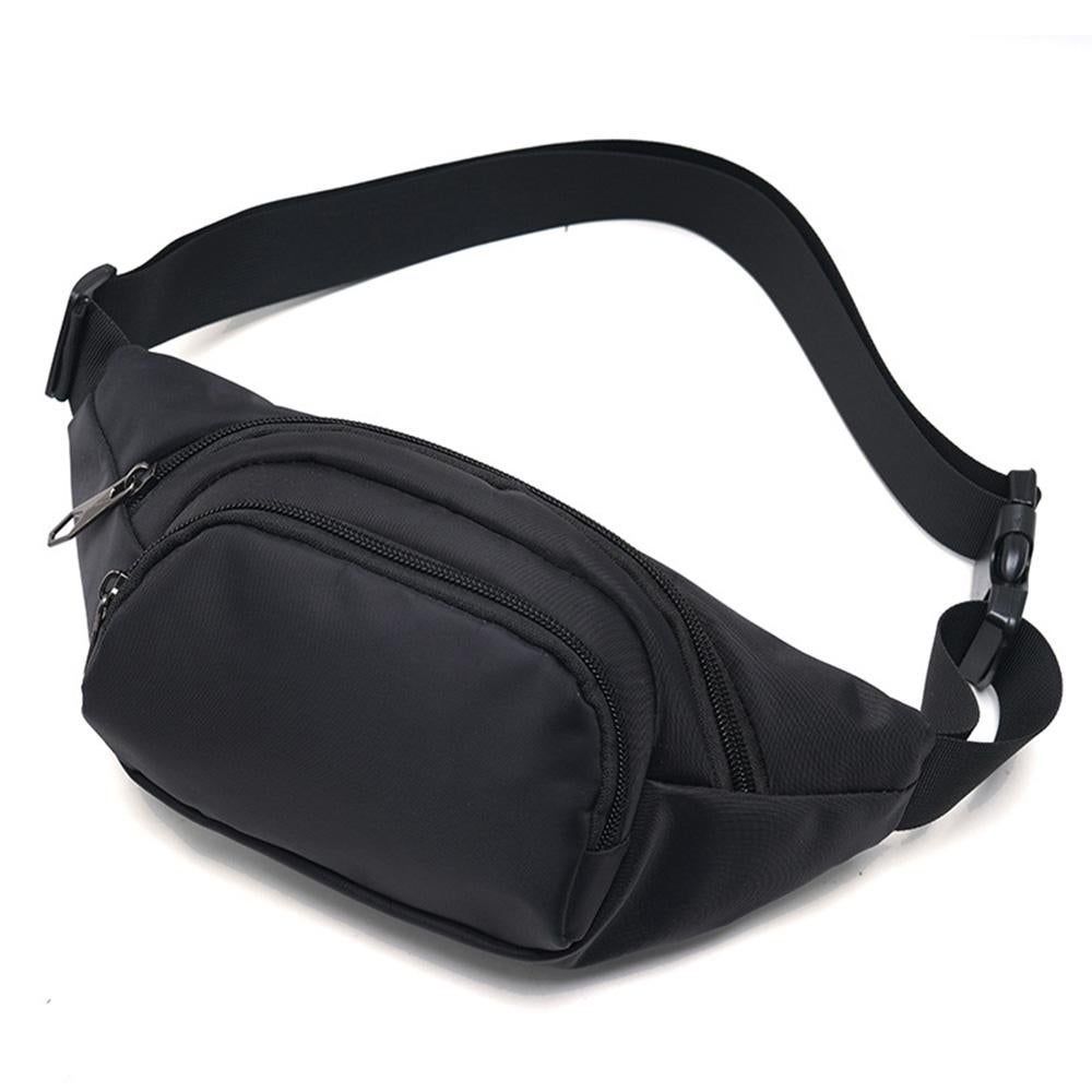 Waist Bag With 3 Zipper Pockets Crossbody Bag Unisex Large Fanny Pack For Travel Holiday - Black
