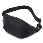 Waist Bag With 3 Zipper Pockets Crossbody Bag Unisex Large Fanny Pack For Travel Holiday - Black