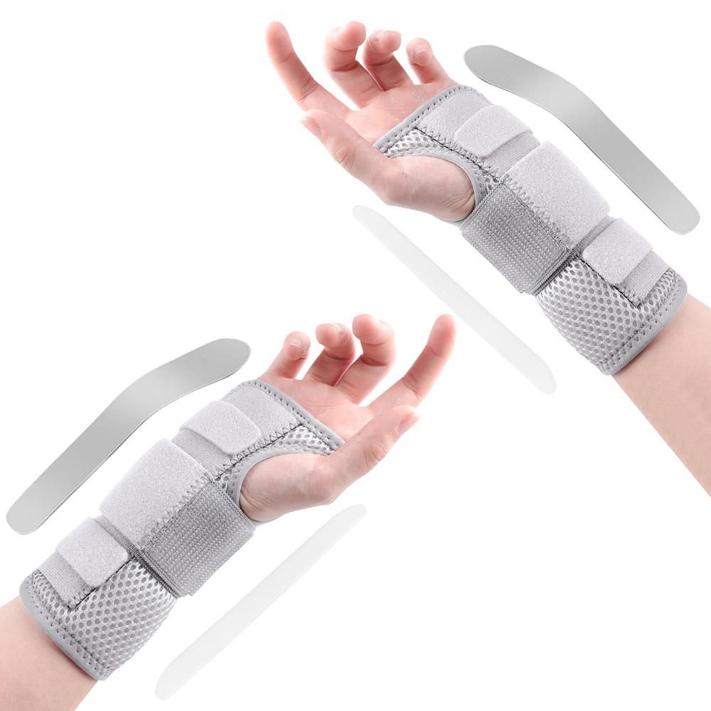 1Pair Carpal Tunnel Wrist Brace Carpal Tunnel Splint Arthritis Pain and Support For Sprained Relief Night Work - Gray & L