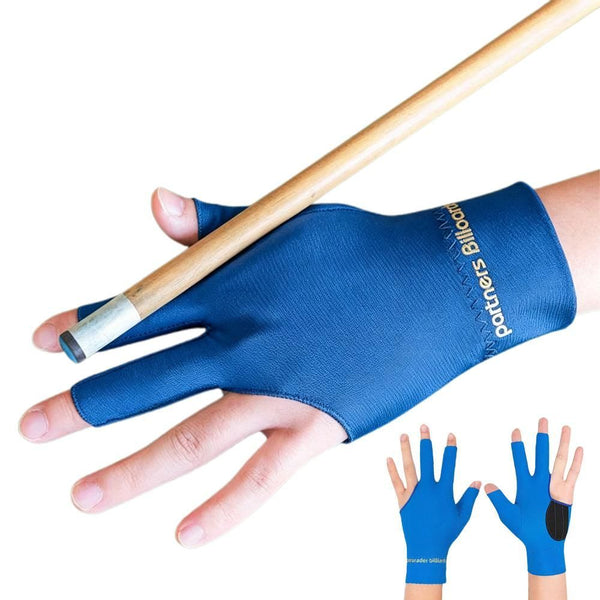 1 Pair Three Finger Billiards Gloves For Left Hand Pool And Snooker - Blue