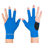 1 Pair Three Finger Billiards Gloves For Left Hand Pool And Snooker - Blue