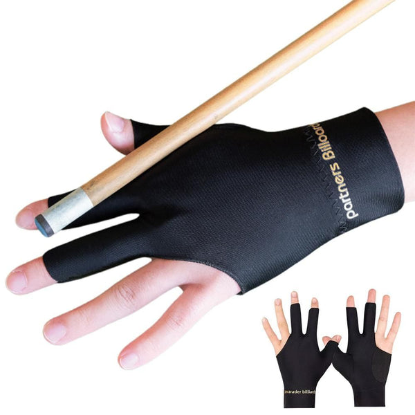 1 Pair Three Finger Billiards Gloves For Left Hand Pool And Snooker - Black